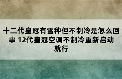 十二代皇冠有雪种但不制冷是怎么回事 12代皇冠空调不制冷重新启动就行